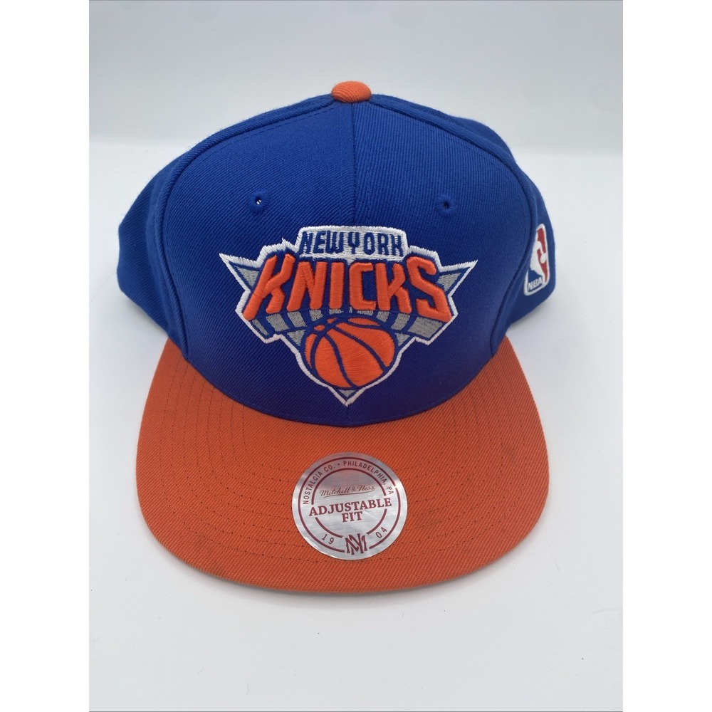 New York Knicks MBA Hat Mitchell & Ness Snapback Blue Orange White Basketball